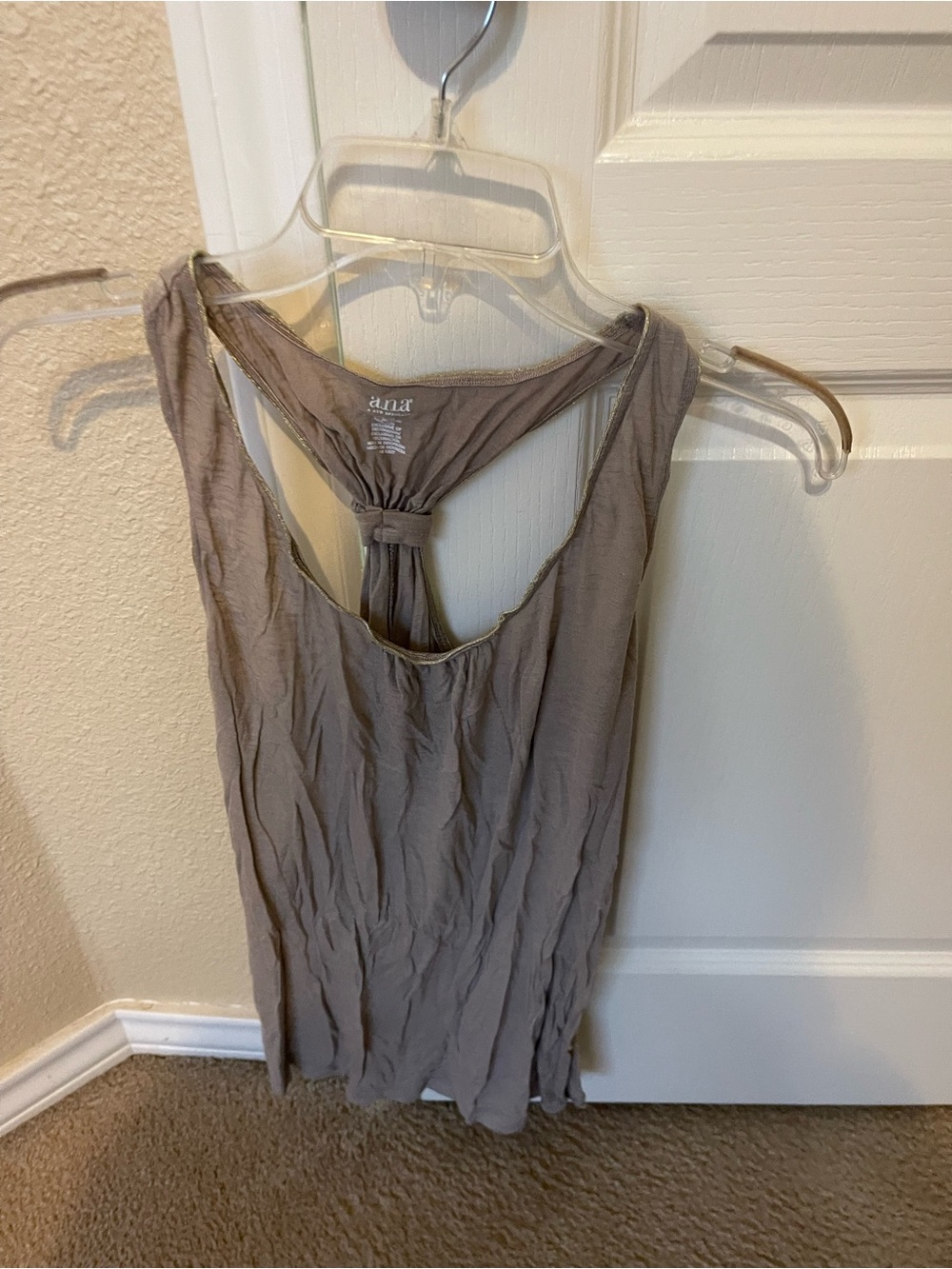 a.n.a Taupe Knot-Back Racerback Tank Top